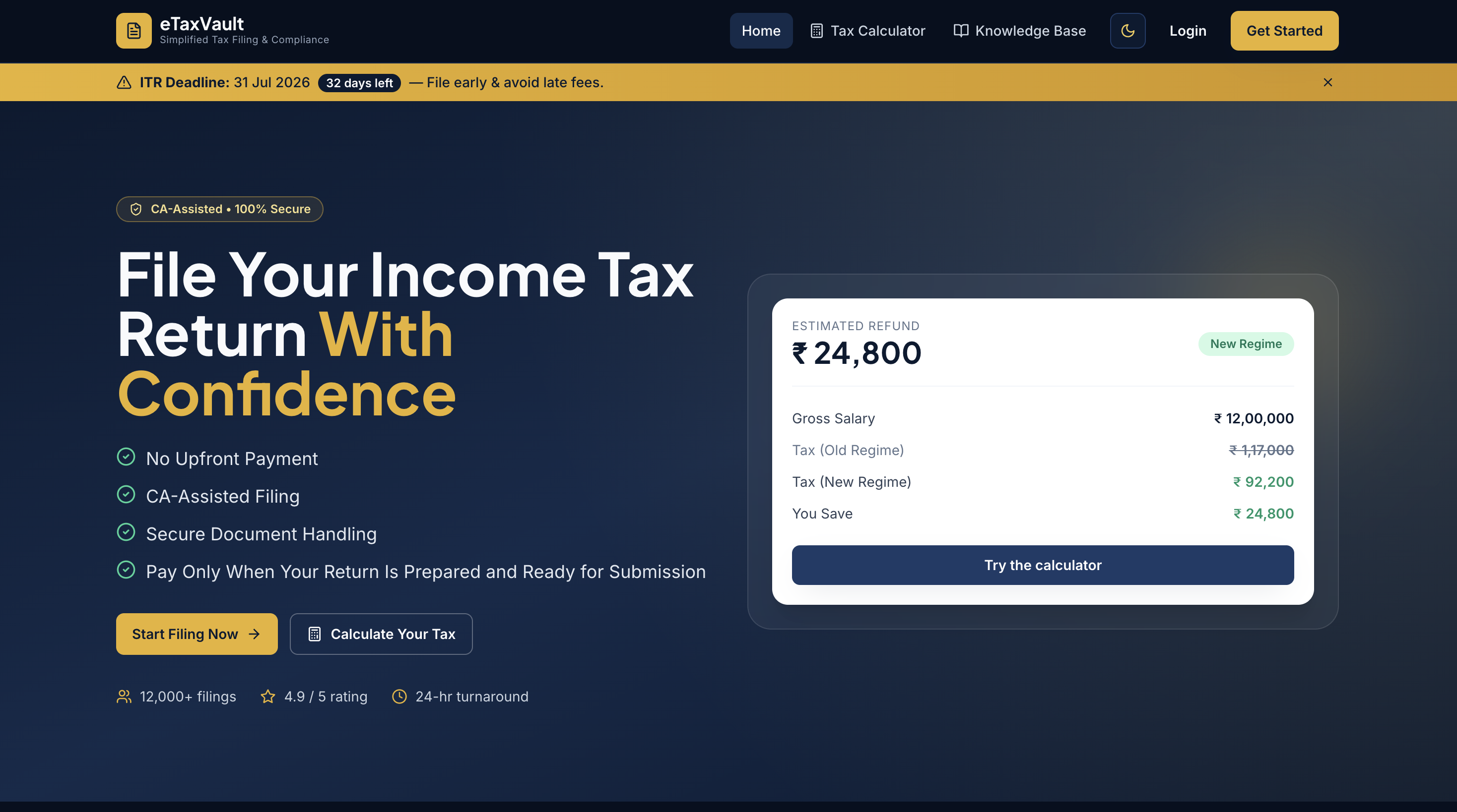eTaxVault – Simplified Tax Filing & Compliance